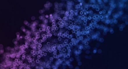 Abstract network of nodes with connecting lines and dark backdrop.