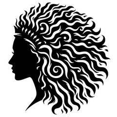 Silhouette portrait of curly hair