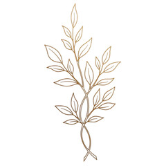 Simple botanical twig line art illustration with graceful leaves and elegant minimal design. Ideal for modern branding, stationery, or nature-themed decor.