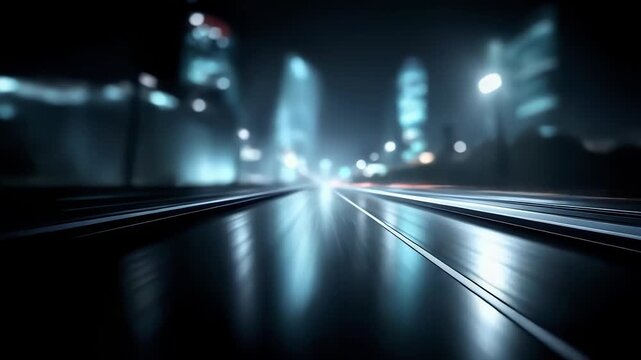 Vehicles speeding on city highways at night