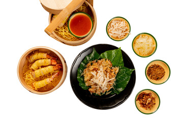 A beautifully arranged dish of diverse food components, a culinary delight