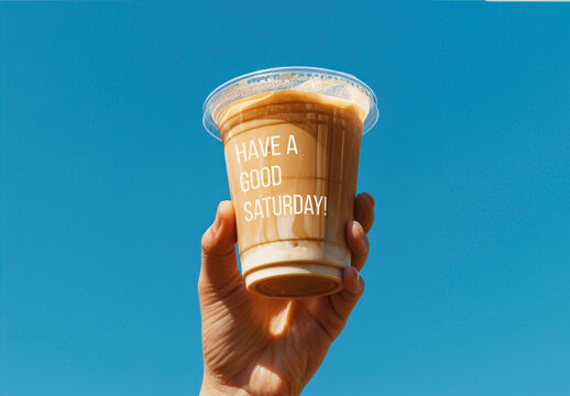 Iced Coffee Cup Mockup Under Clear Sky Psd