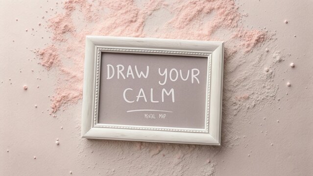 Creative Inspirational Message in Frame on Sandy Background for Relaxation and Mindfulness Practices