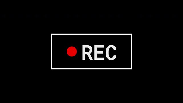 camera recording sign on a black background 4K animation