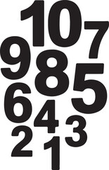Vector silhouette of large countdown numbers