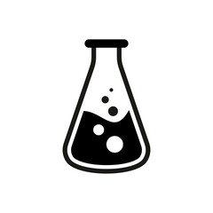 Chemistry flask black icon. Test tube concept sign. Graphic design element
