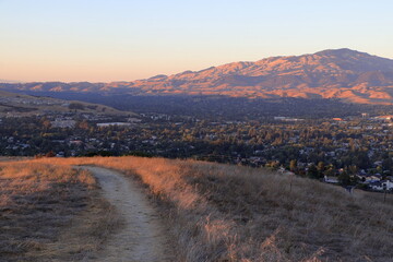 Mt Diablo and the San Ramon valley at sunset in Northern California