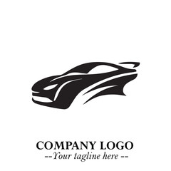 Car Running Fast Logo Symbol in Black on the White Background with Dynamic Speed Design