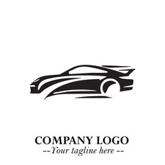 Car Running Fast Logo Symbol in Black on the White Background with Dynamic Speed Design
