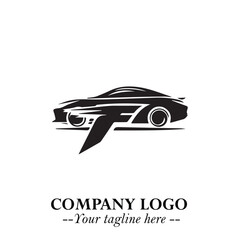 Car Running Fast Logo Symbol in Black on the White Background with Dynamic Speed Design