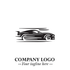 Car Running Fast Logo Symbol in Black on the White Background with Dynamic Speed Design
