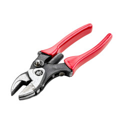 Obraz premium Professional adjustable pliers with red grips isolated on black background