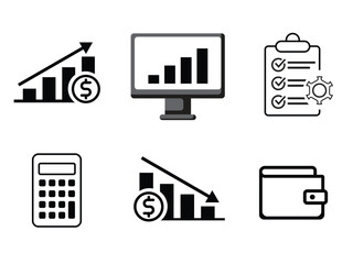 Business icons set, productivity, teamwork, success, professional growth  innovation, planning, career development
