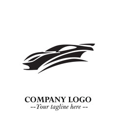 Car Running Fast Logo Symbol in Black on the White Background with Dynamic Speed Design