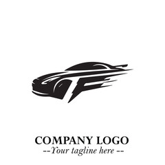 Car Running Fast Logo Symbol in Black on the White Background with Dynamic Speed Design