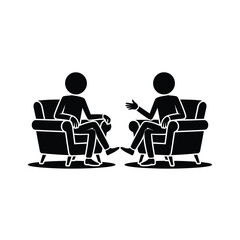 Two people sitting in chairs talking and gesturing