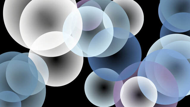 Dynamic arrangement of luminous translucent spheres creating an abstract background texture