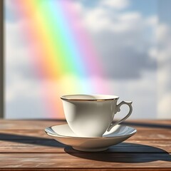 cup of coffee on wooden table