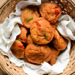 Overhead view of Akara bean cake, top view of nigerian akara fried beans cake