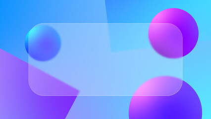 Bright Blue Glassmorphism Frame and 3D Sphere Elements