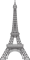 Fototapeta premium Eiffel Tower Line Art Icon. Detailed Minimalist Vector Illustration of Paris Landmark.