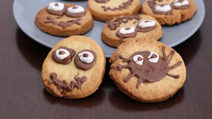 Concept of Halloween celebration, fun baking, and sweet childhood moments
