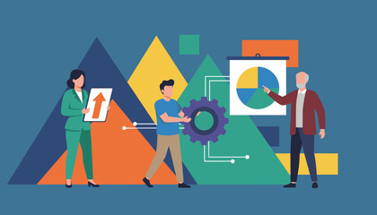 Business team collaborating on strategy growth and operations optimization