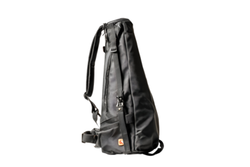 Black gig bag for musical instrument isolated on transparent background