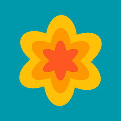 Flat Style Decorative Floral Element Design with Orange and Yellow Tones