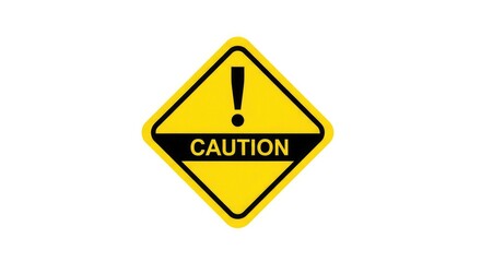 Obraz premium Yellow diamond caution sign with exclamation mark and text