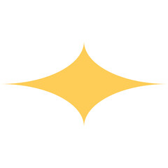 Obraz premium A yellow four-pointed star shape on a white background representing a sparkle or glimmer effect