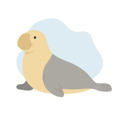 Elephant seal rests on cold shore, seal radiates power and calm, seal represents resilience and balance in harsh polar world, blending strength with peaceful presence of nature.