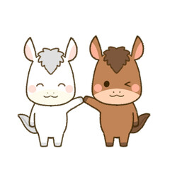 午年を喜ぶ二匹の仲良し馬