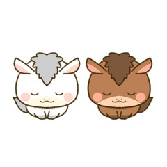 午年の年賀状素材　お辞儀をする二匹の馬