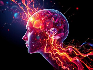 Abstract visualization of tension releasing from the head,  mental health,  clarity