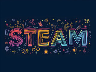 Navy Multi‑Colored STEAM Icons