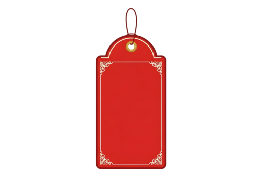 Red blank gift tag with string isolated on transparent background - Powered by Adobe
