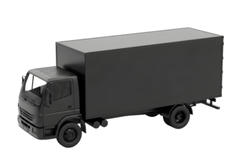 Black box truck isolated on transparent background