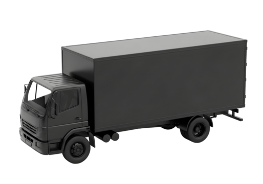 Black box truck isolated on transparent background