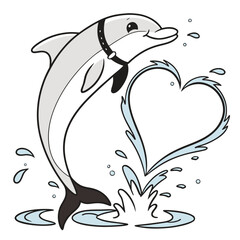 Dolphin with tie jumping in water