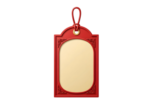 Red luggage tag with blank insert isolated on transparent background - Powered by Adobe