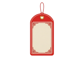 Red luggage tag with blank insert isolated on transparent background