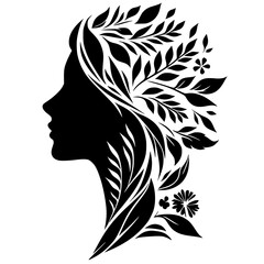 Silhouette portrait of a woman in nature