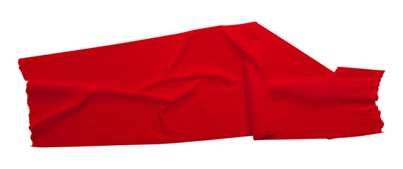 red crumpled torn tape isolated on transparent background.