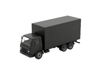 Black box truck isolated on transparent background