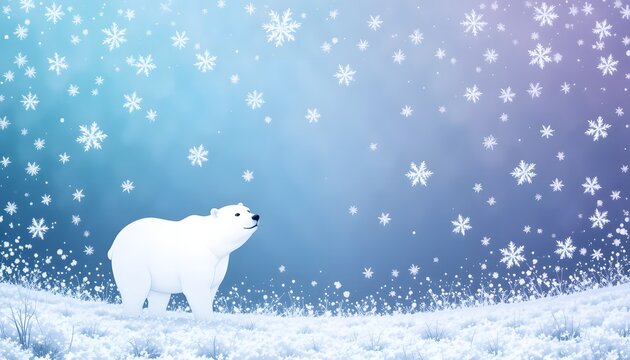polar bear snow winter snowflake minimal background