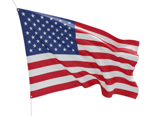 Fototapeta premium American flag waving transparent background cutout png