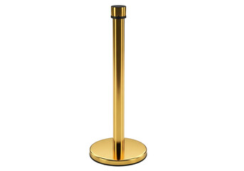 Polished brass stanchion queue barrier isolated on transparent background