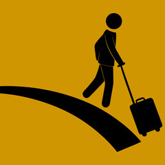 Traveler silhouette with luggage vector illustration for travel blog