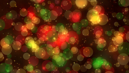 Warm Christmas Lights Background with Yellow Green and Red Glowing Illumination © OHAHASUN